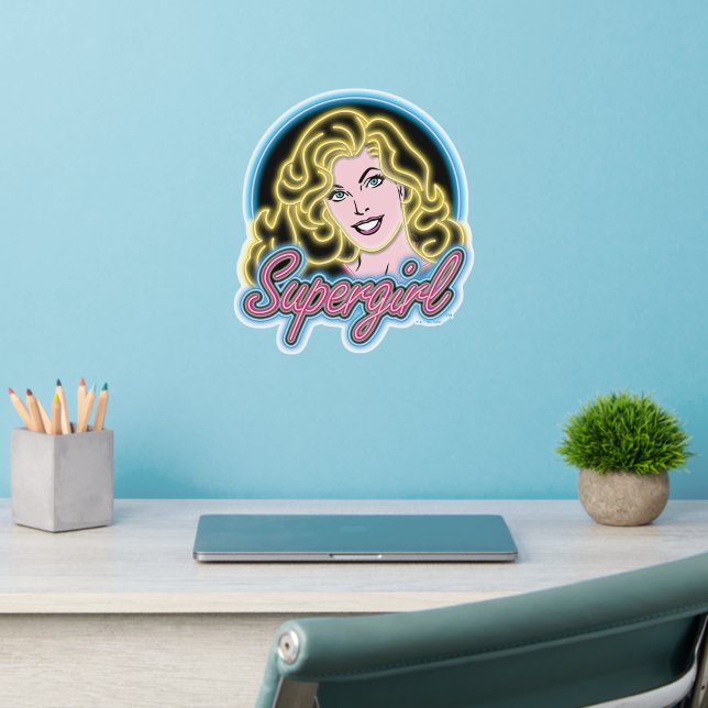 Supergirl Retro Neon Lights Graphic Wall Decal (Home Office 2)