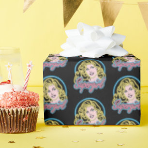 Supergirl Retro Neon Lights Graphic Wrapping Paper