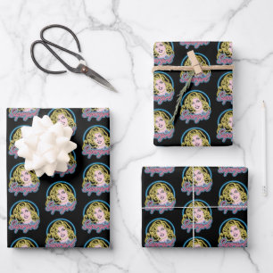 Supergirl Retro Neon Lights Graphic Wrapping Paper Sheets