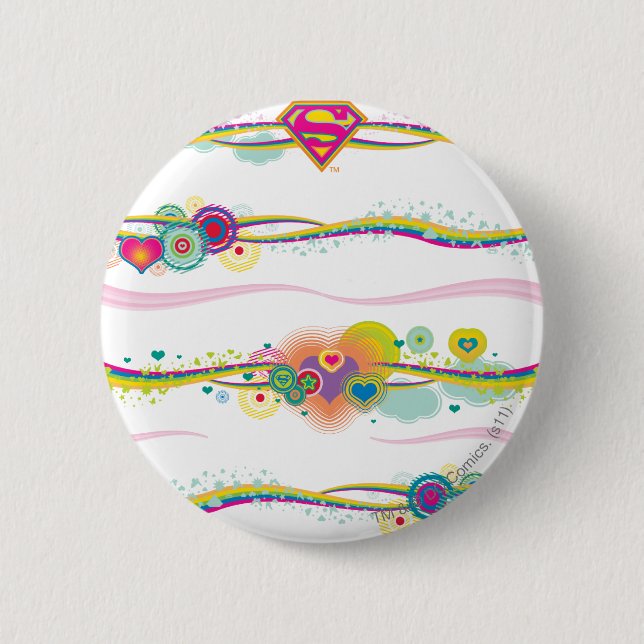 Supergirl Retro Rainbow Button (Front)