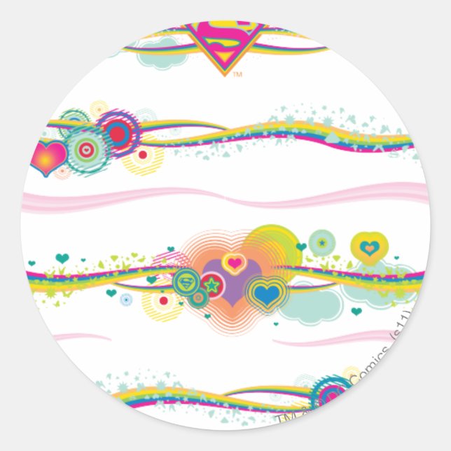 Supergirl Retro Rainbow Classic Round Sticker (Front)