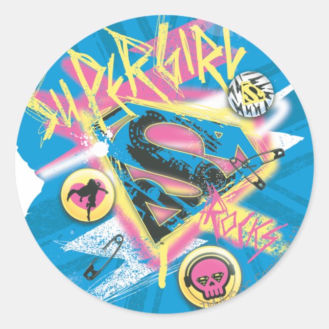 Supergirl Rocks Classic Round Sticker (Front)