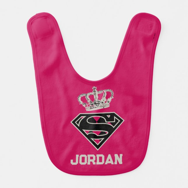 Supergirl S-Shield "Fit For A Queen" Baby Bib (Front)