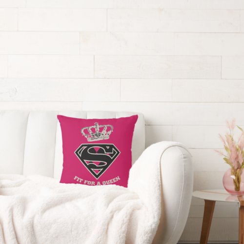 Supergirl S_Shield Fit For A Queen Throw Pillow