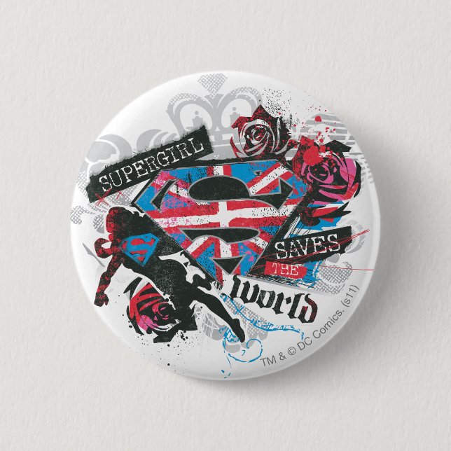 Supergirl Saves the World Pinback Button (Front)