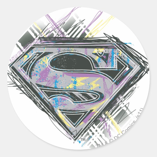 Supergirl Scribbles Logo Classic Round Sticker (Front)