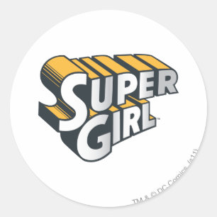 Supergirl Silver and Orange Logo Classic Round Sticker