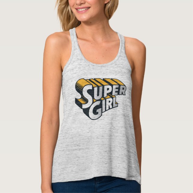 Supergirl Silver and Orange Logo Tank Top (Front)