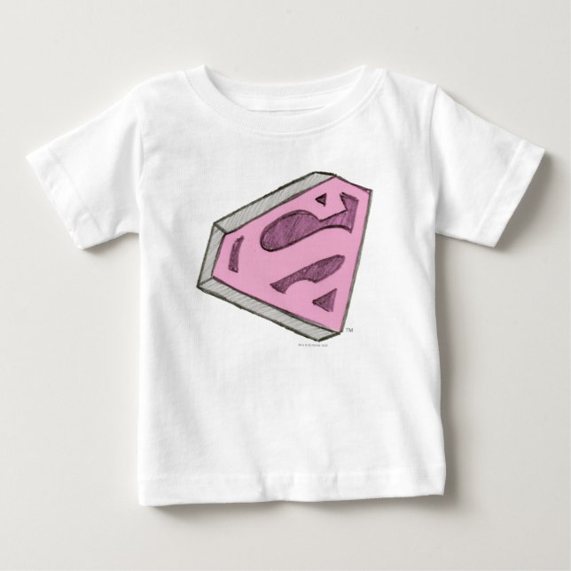 Supergirl Sketched Pink Logo Baby T-Shirt (Front)
