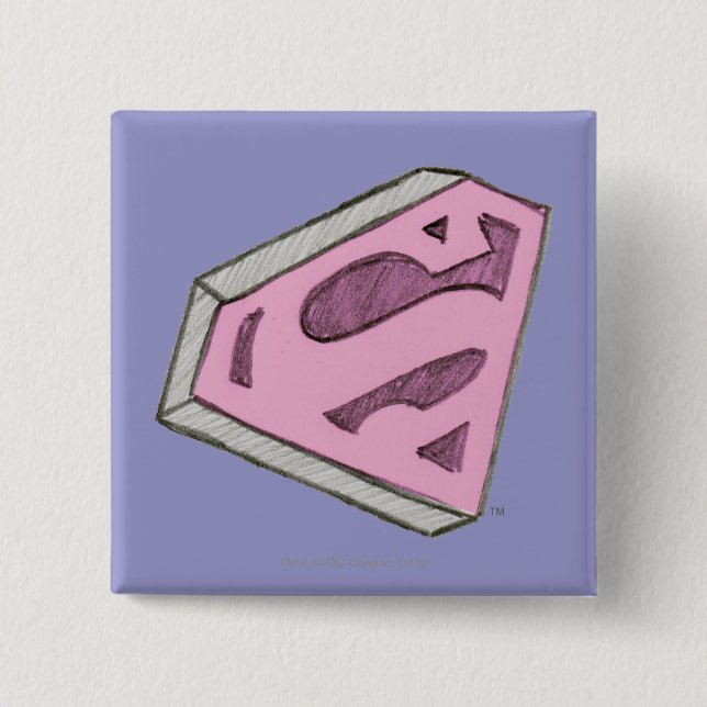 Supergirl Sketched Pink Logo Button (Front)