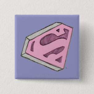 Supergirl Sketched Pink Logo Button