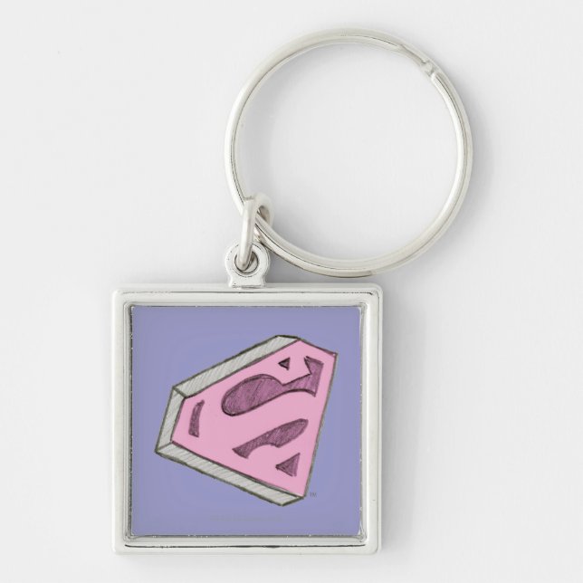 Supergirl Sketched Pink Logo Keychain (Front)
