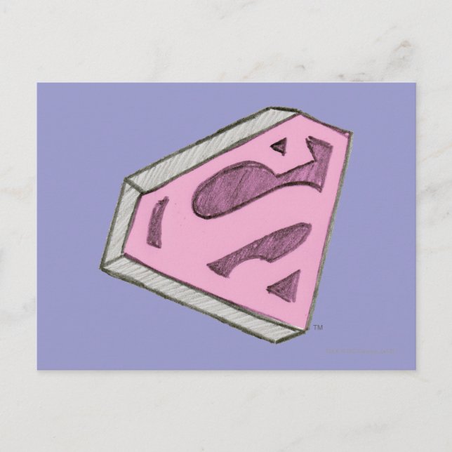 Supergirl Sketched Pink Logo Postcard (Front)