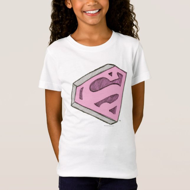 Supergirl Sketched Pink Logo T-Shirt (Front)