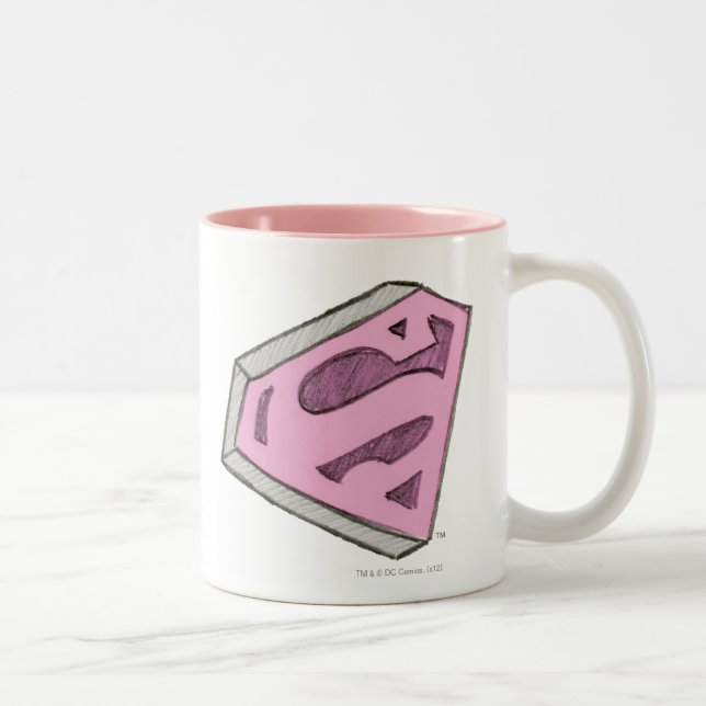 Supergirl Sketched Pink Logo Two-Tone Coffee Mug (Right)