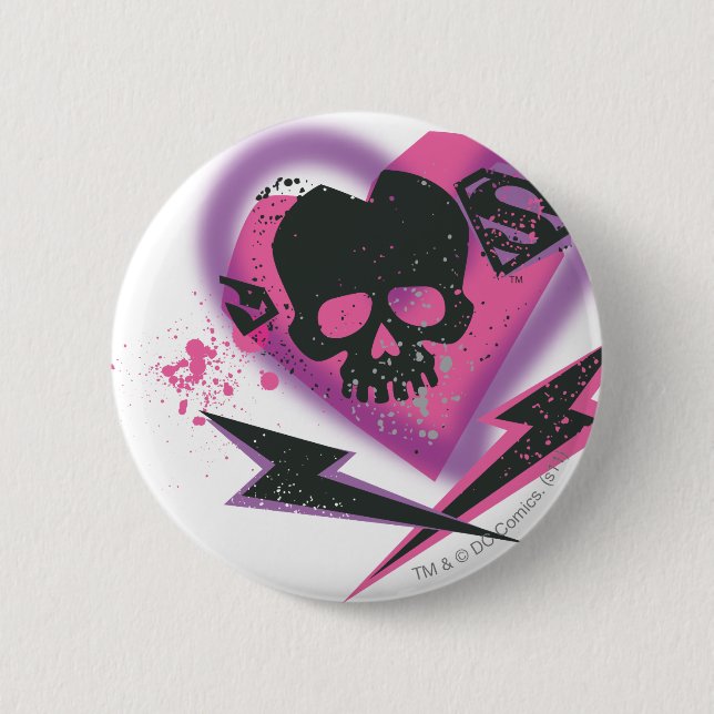 Supergirl Skulls and Lightning Pinback Button (Front)