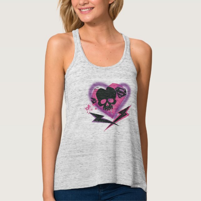 Supergirl Skulls and Lightning Tank Top (Front)