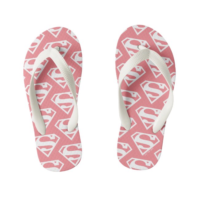 Supergirl Solid S-Shield Kid's Flip Flops (Footbed)
