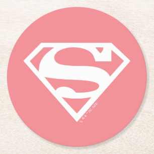 Supergirl Solid S-Shield Round Paper Coaster