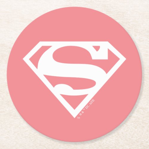 Supergirl Solid S_Shield Round Paper Coaster