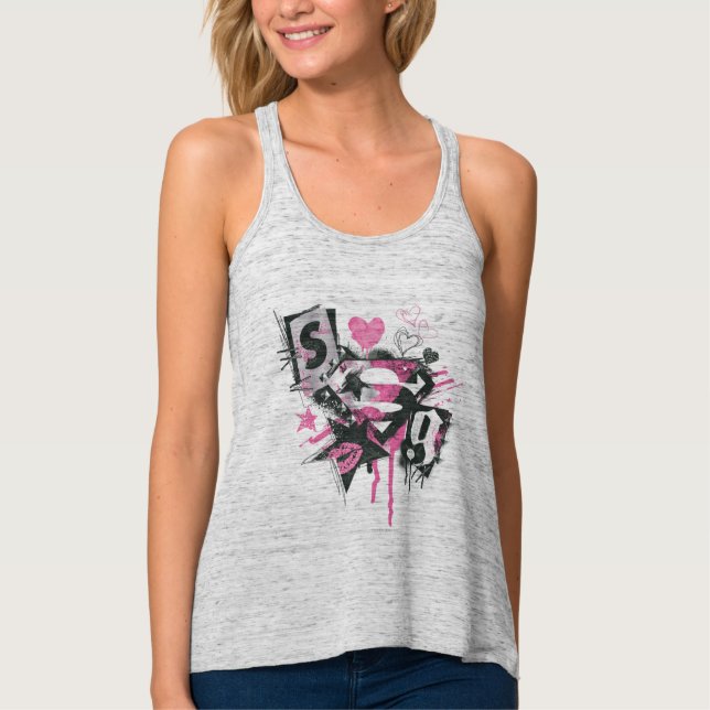 Supergirl Spills and Scribbles Collage Tank Top (Front)