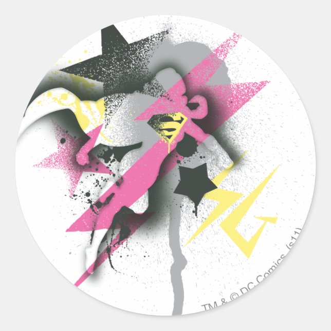 Supergirl Spray Paint Classic Round Sticker (Front)