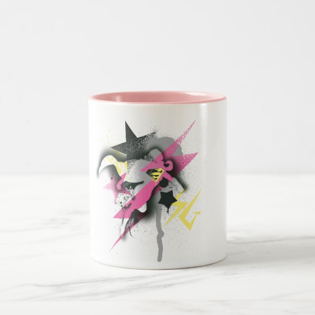 Supergirl Spray Paint Two-Tone Coffee Mug (Center)