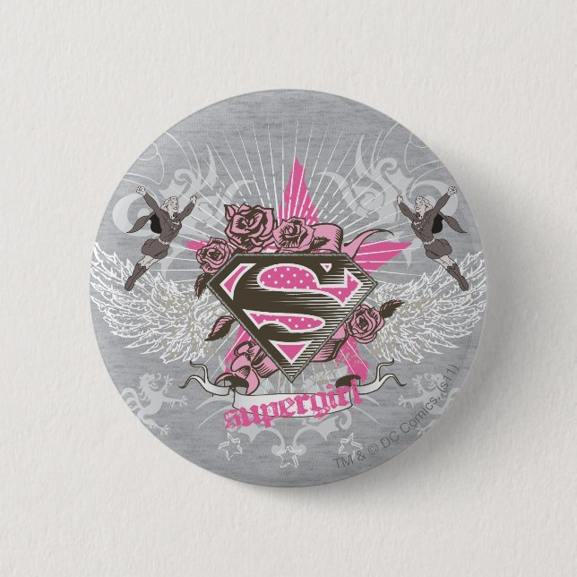 Supergirl Star and Roses Button (Front)