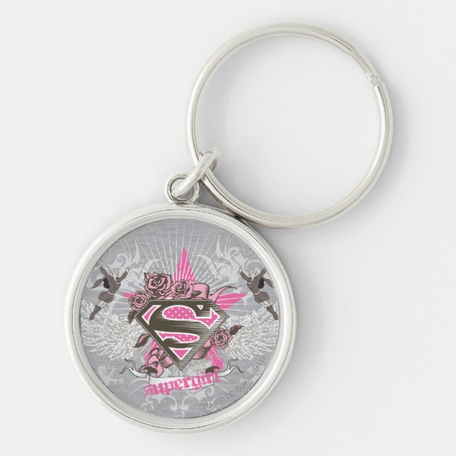 Supergirl Star and Roses Keychain (Front)