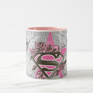 Supergirl Star and Roses Two-Tone Coffee Mug
