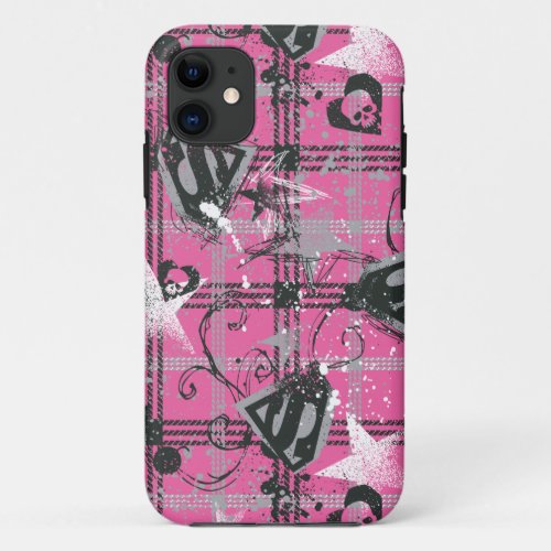Supergirl Stars and Skulls Pattern iPhone 11 Case