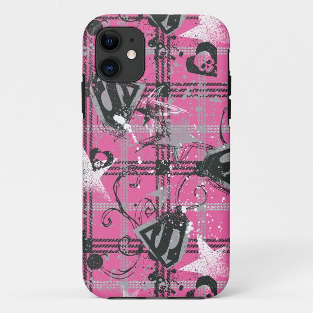 Supergirl Stars and Skulls Pattern Case-Mate iPhone Case (Back)