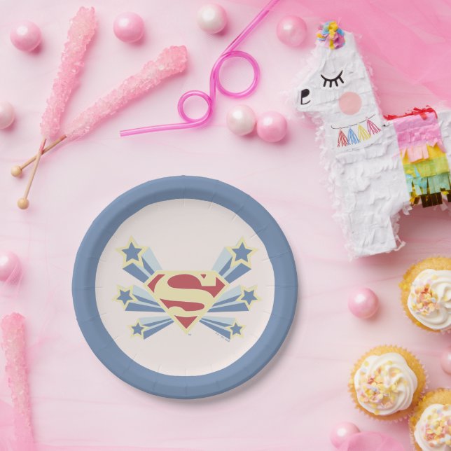 Supergirl Stars S-Shield Paper Plates (Party)