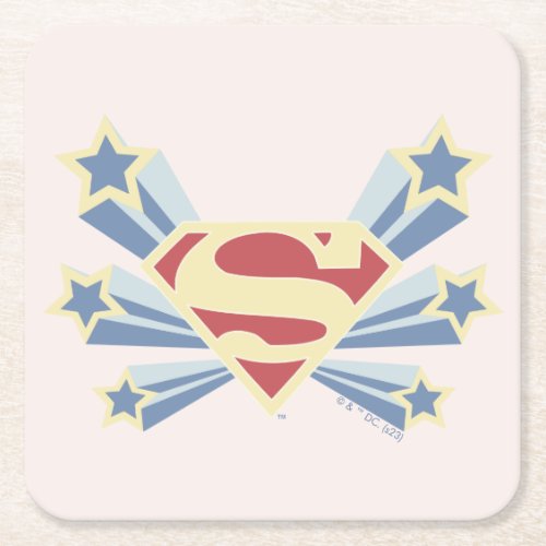 Supergirl Stars S_Shield Square Paper Coaster
