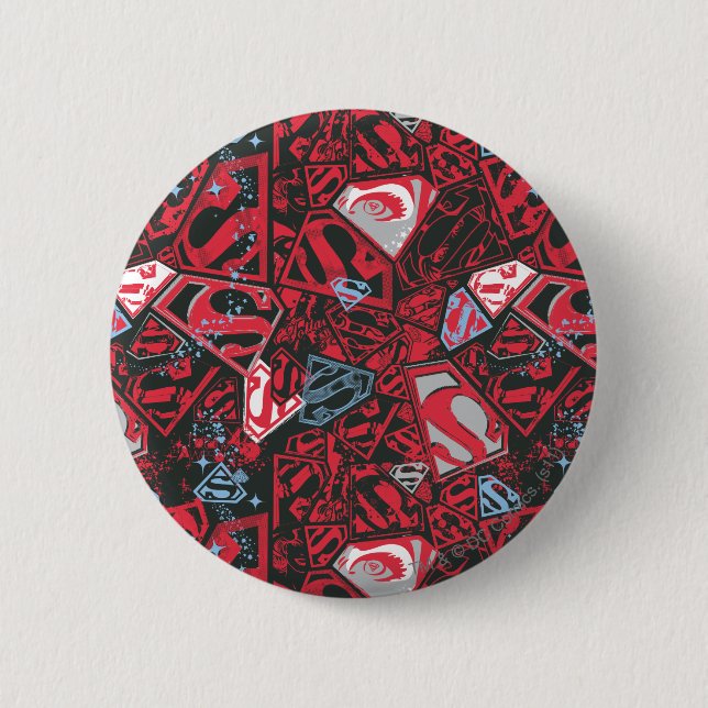 Supergirl Stary Red Pattern Pinback Button (Front)