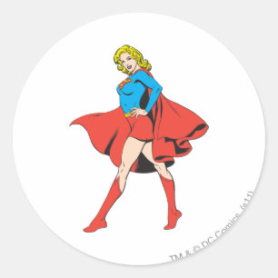 Supergirl Strikes a Pose Classic Round Sticker
