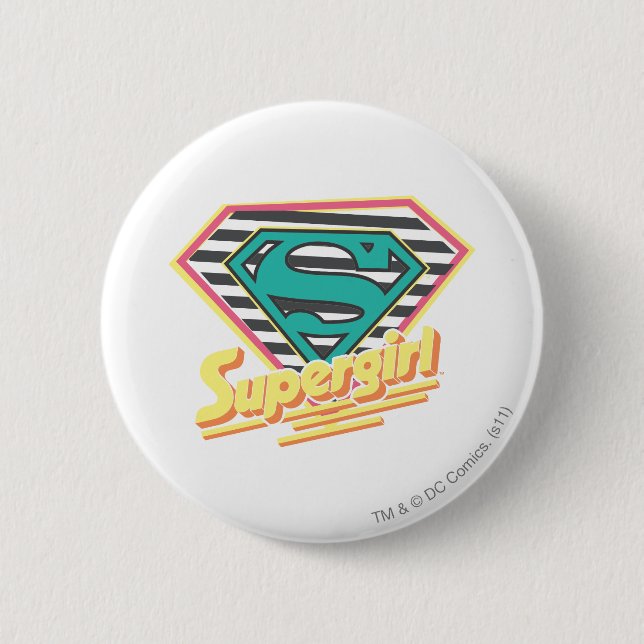 Supergirl Striped Logo Button (Front)