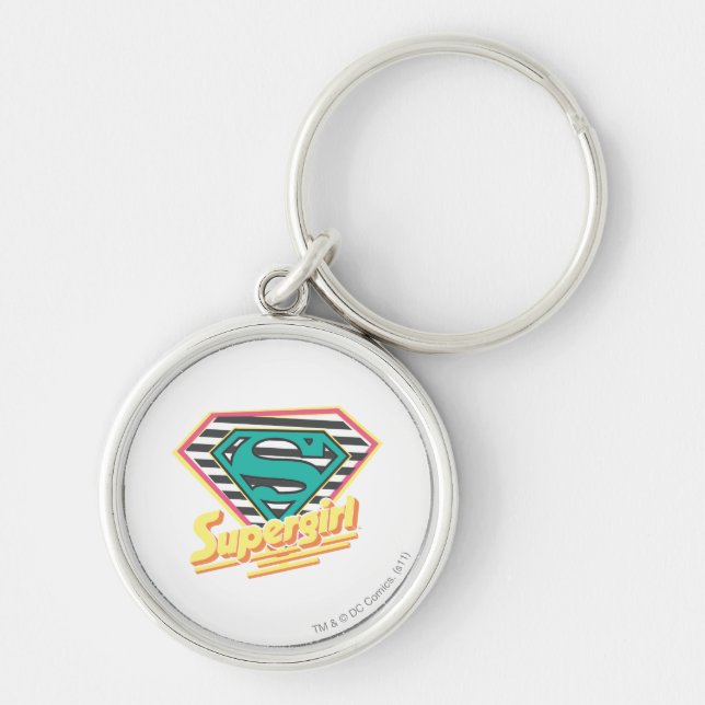 Supergirl Striped Logo Keychain (Front)