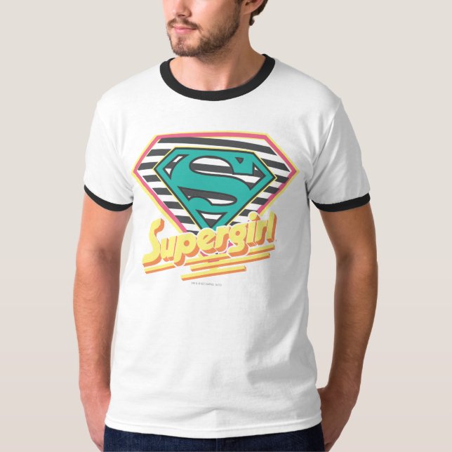 Supergirl Striped Logo T-Shirt (Front)