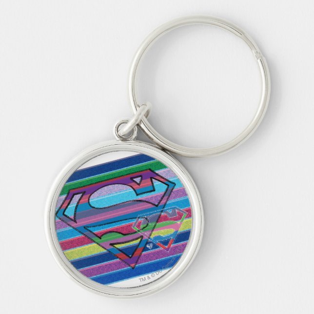Supergirl Striped Rainbow Logo Keychain (Front)