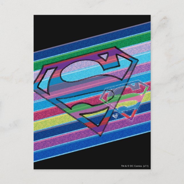 Supergirl Striped Rainbow Logo Postcard (Front)
