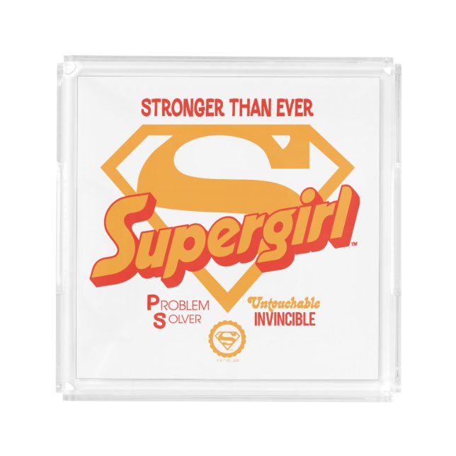 Supergirl Stronger Than Ever Retro Graphic Acrylic Tray (Front)