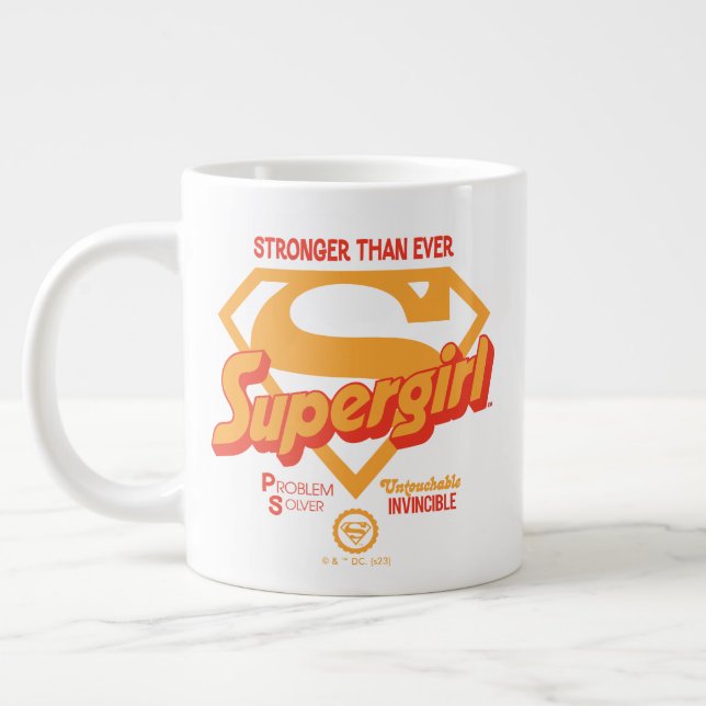 Supergirl Stronger Than Ever Retro Graphic Giant Coffee Mug (Left)