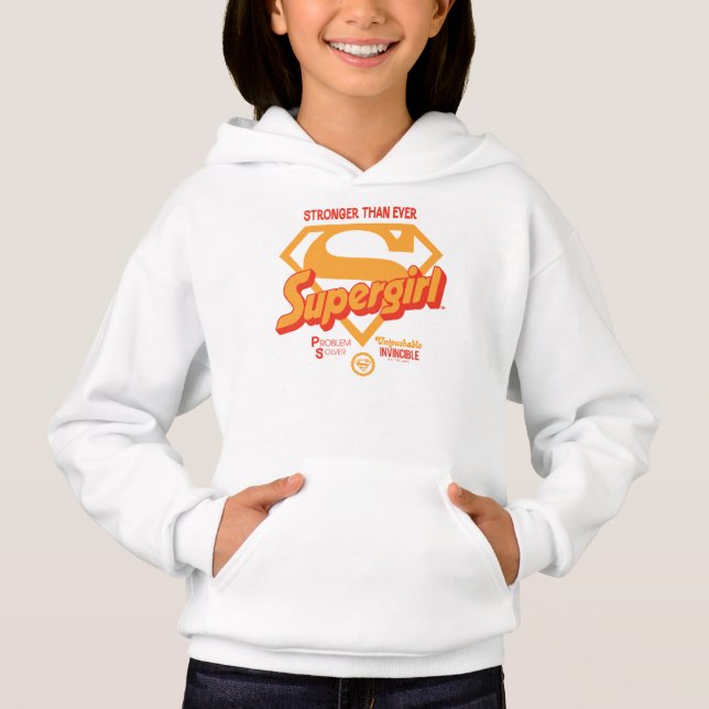Supergirl Stronger Than Ever Retro Graphic Hoodie (Front)