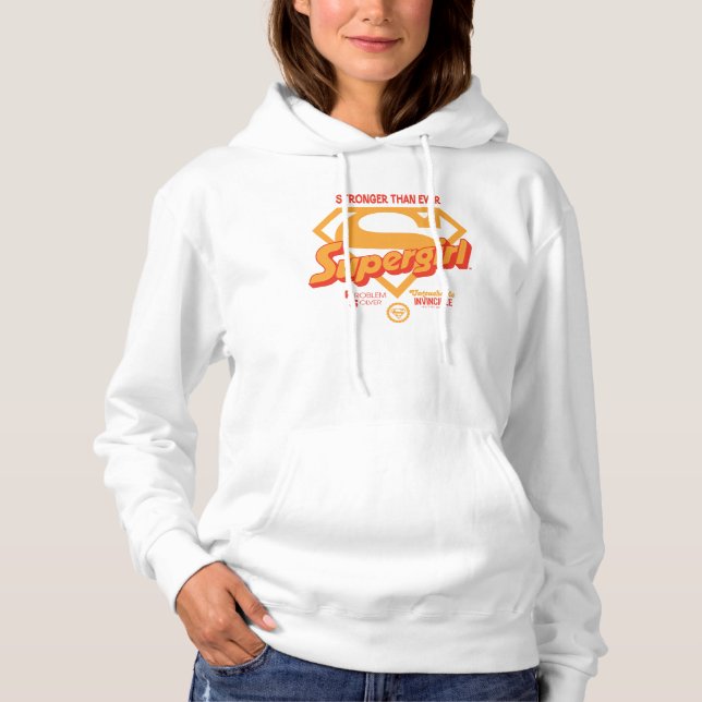 Supergirl Stronger Than Ever Retro Graphic Hoodie (Front)