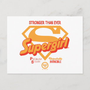 Supergirl Stronger Than Ever Retro Graphic Postcard