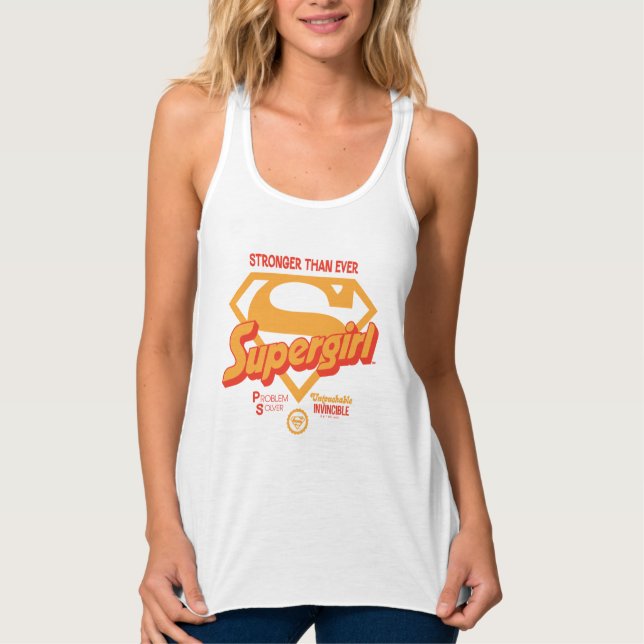 Supergirl Stronger Than Ever Retro Graphic Tank Top (Front)