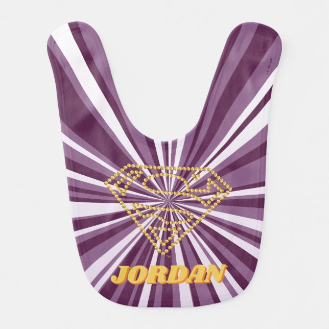 Supergirl Studded S-Shield Baby Bib (Front)