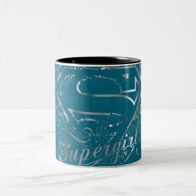 Supergirl Super Fly Super Cute Two-Tone Coffee Mug (Center)