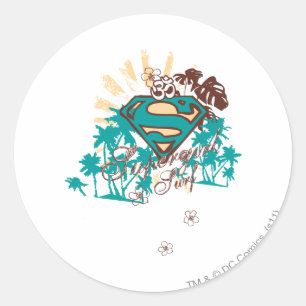Supergirl Surf Classic Round Sticker